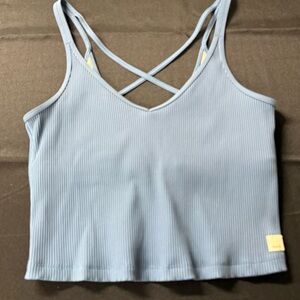 Vuori Light Blue Ribbed Women's Top